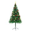 Artificial Pre-lit Christmas Tree with Baubles Green 6 ft