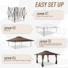13'x13' UV Block Sunshade Gazebo Canopy with Hardware Kits, Gazebo Shade for Patio Outdoor Garden Events, Brown