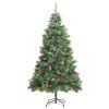 Artificial Hinged Christmas Tree with Cones and Berries 82.7"